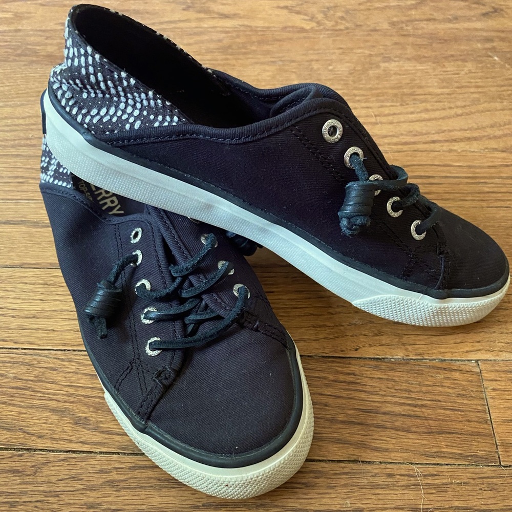 Sperry Topsider Top-sider Seacoast Isle Black Canvas Boat Shoes Size 6M